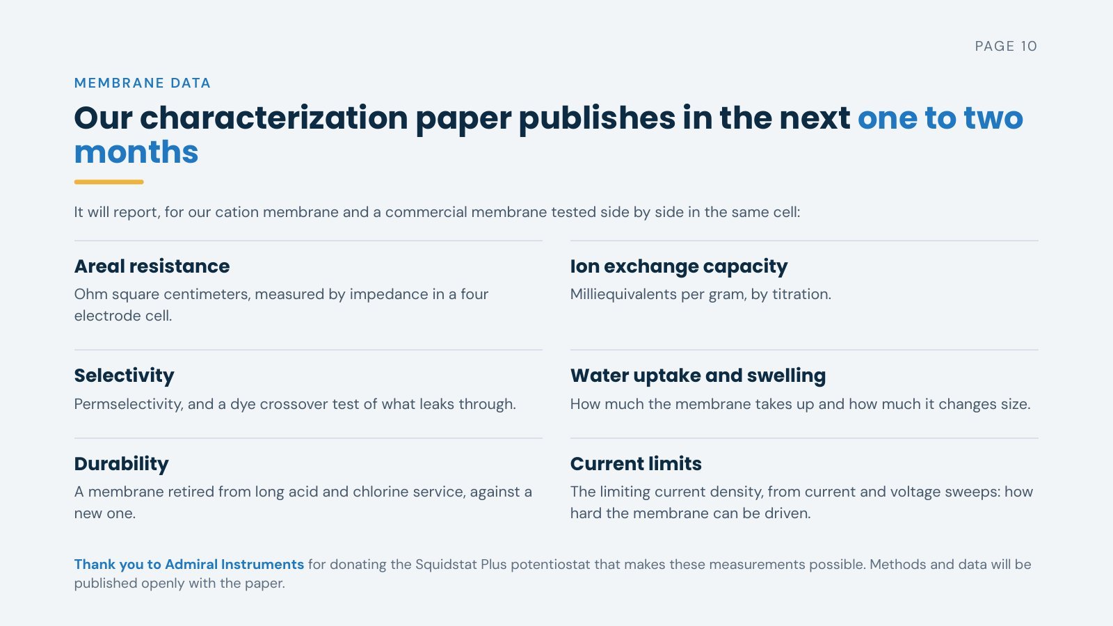 Slide 10 of 19. Membrane data: the characterization paper
