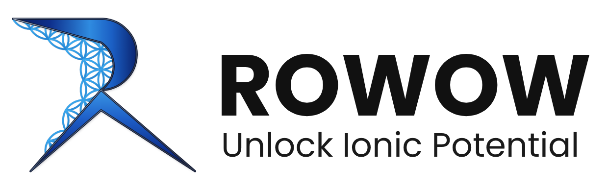 Rowow logo: beveled R with Unlock Ionic Potential